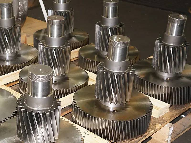 Large machined gear for oilfield equipment